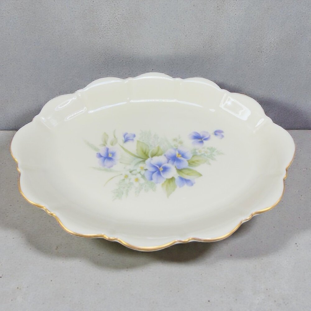 Vintage Pickard Fine China Porcelain Trinket Dish Tray USA Decorated Blue Flower